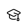 An outlined graphical logo image of a mortar board tasseled cap.